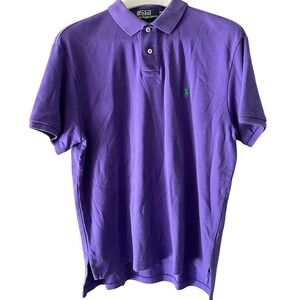 Polo Ralph Lauren Mens Custom Fit Purple Short Sleeve Polo Shirt Green Pony LG